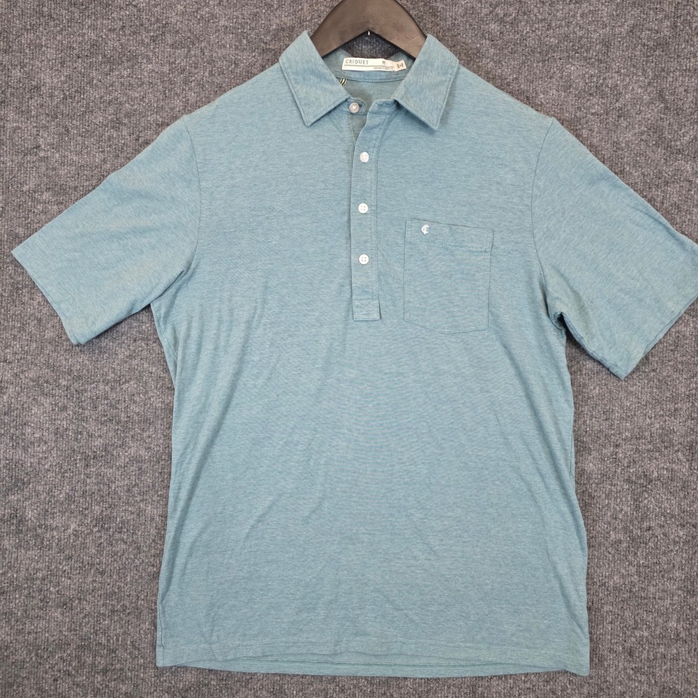 Criquet Polo Shirt Mens Medium Green Heather Short Sleeve Pima Cotton Spandex